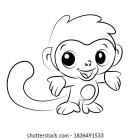 Vector illustration in cartoon style. Cute animal.black  line art