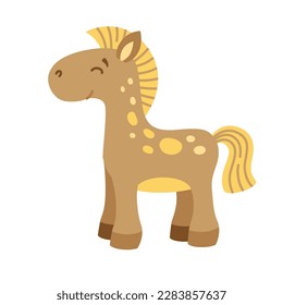Vector illustration in a cartoon style of a cute horse