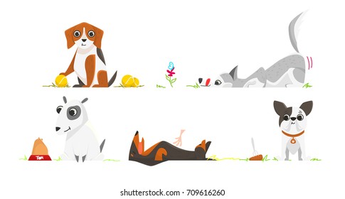 Vector illustration in cartoon style. Dog is love.