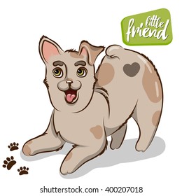 Vector illustration in cartoon style a funny playful puppy.