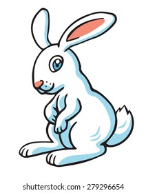 Vector illustration in cartoon style isolated on white. Rabbit.