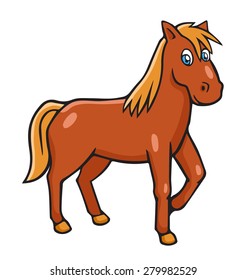 Vector illustration in cartoon style isolated on white. Horse.