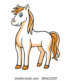 Vector illustration in cartoon style isolated on white. Horse.