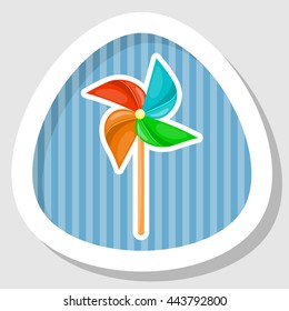 Vector illustration in cartoon style. Paper windmill pinwheel