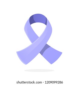 Vector illustration in cartoon style. Periwinkle or light purple ribbon, international symbol of awareness about Esophageal, Stomach or gastric cancer. Isolated on white background