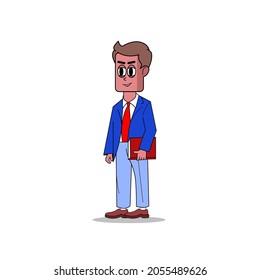 vector illustration of a cartoon style person holding a book