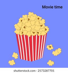 Vector illustration in cartoon style showing popcorn with a caption.