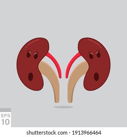 Vector illustration in cartoon style. Strong cute healthy shock kidneys character. flat cartoon illustration icon design. Couple of healthy human kidney concept