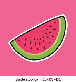 Vector illustration in cartoon style. A watermelon. Summer! Isolated. Flat design. 