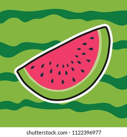 Vector illustration in cartoon style of watermelon. Summer. Flat design. 