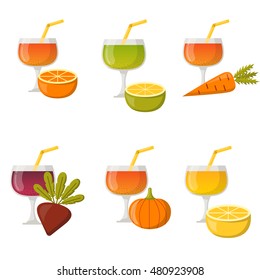Vector illustration with cartoon summer ingredients for detox smoothie. Vegetables, fruits cartoon background template. Fresh detox smoothie vitamin healthy living. Vegan diet, vegetarian lifestyle