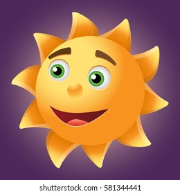 vector illustration of cartoon sun smiling