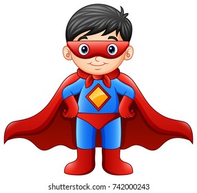 Cute Super Boy Raised Index Finger Stock Vector (Royalty Free) 1099975220