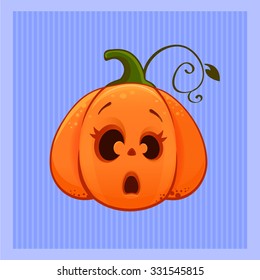 vector illustration of a cartoon surprised cute Halloween pumpkin