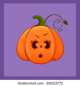 vector illustration of a cartoon surprised pumpkin