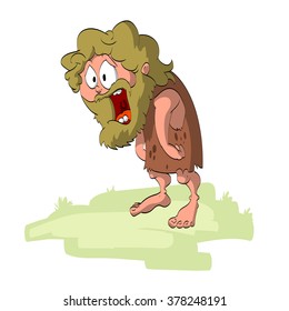 Vector Illustration Cartoon Surprised Shocked Caveman Stock Vector ...