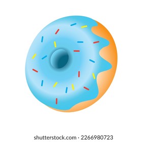 Vector illustration of cartoon sweet donut with colored crumble