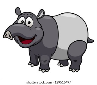 Vector illustration of cartoon tapir