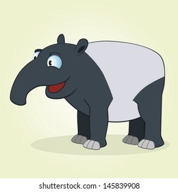 Vector Illustration of Cartoon Tapir