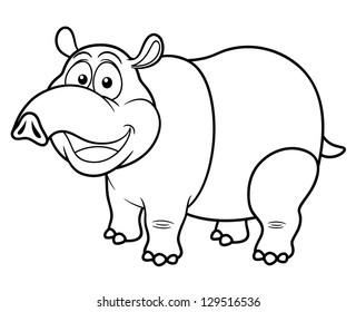 Vector illustration of cartoon tapir - Coloring book