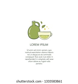 Vector illustration with cartoon tea ceremony. Wellness therapy,healthy,body care and alternative medicine. Template with place for your text.