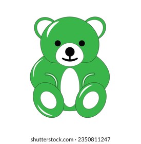 Vector illustration of cartoon teddy bear in green color