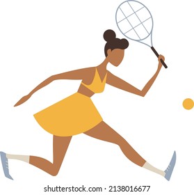 Vector illustration of cartoon tennis player character on white background.