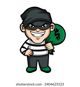 Vector illustration of cartoon thief
