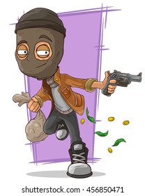 A vector illustration of cartoon thief in black mask