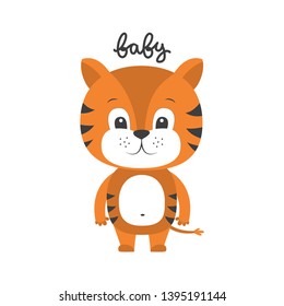 Vector illustration of cartoon tiger