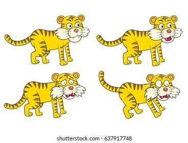 Vector illustration of Cartoon Tiger Character Set EPS10  File simple technique