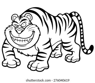 Vector illustration of Cartoon tiger - Coloring book