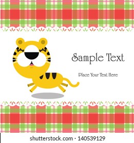 Vector illustration of cartoon tiger with place for text.