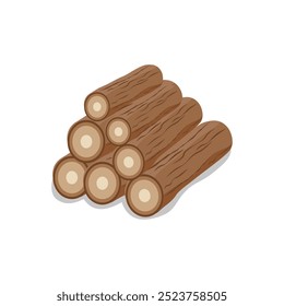 Vector illustration of cartoon timber. Wood log and trunk, stump and plank. Wooden firewood logs. Hardwoods construction materials vector isolated set. Illustration of logging and timber natural