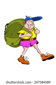 Vector illustration of cartoon tourist