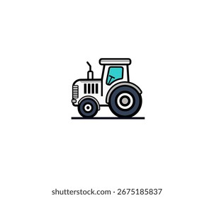 Vector illustration of a cartoon tractor on a white background	