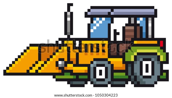 Vector\
illustration of Cartoon Tractor - Pixel\
design