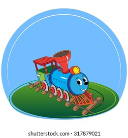 Vector illustration of a cartoon train. Can use like an emblem
