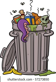 Vector illustration of a cartoon trash can.