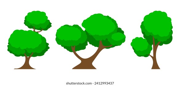 Vector illustration of cartoon tree with flat style isolated on white background