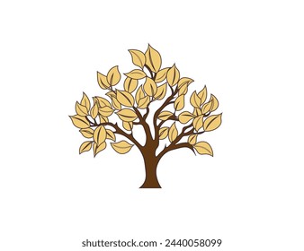 Vector illustration of a cartoon tree with foliage