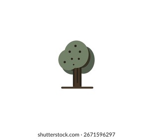 Ilustração vetorial da árvore de desenhos animados com folhagem	