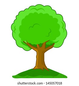 Vector illustration Cartoon tree isolated on white background