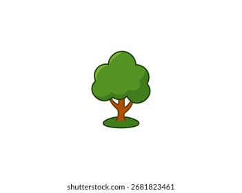 Vector illustration of cartoon tree on white background	