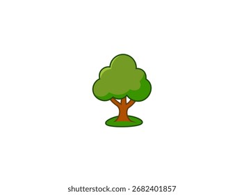 Vector illustration of cartoon tree on white background	