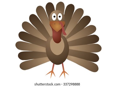 Vector illustration. Cartoon turkey on white background.