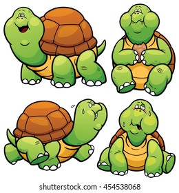 Vector illustration of Cartoon Turtle Character Set