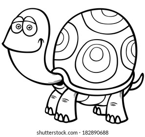 Vector illustration of Cartoon turtle - Coloring book