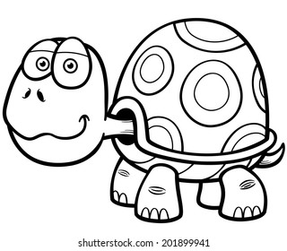 Vector illustration of Cartoon turtle - Coloring book