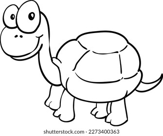 Vector illustration of a cartoon turtle  for coloring book